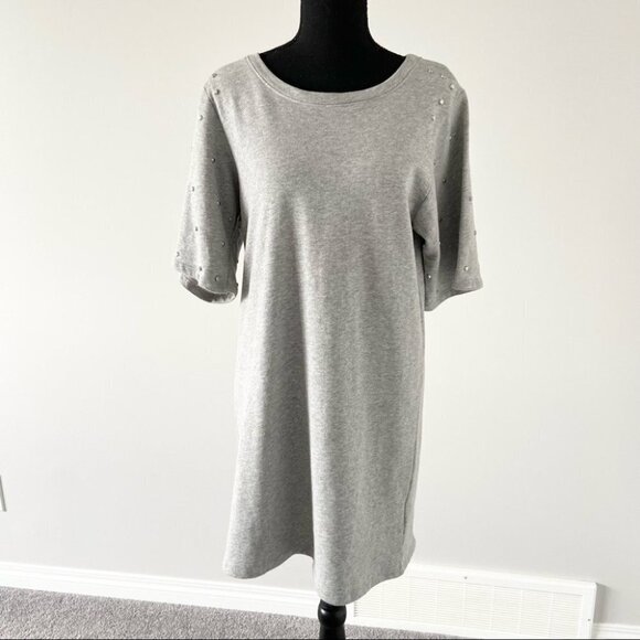 Jane &  Delancey Studded Batwing Sleeve Sweatshirt Dress - Picture 1 of 15